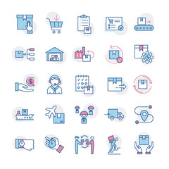 Fast delivery logistic icons big set in flat style.