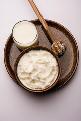 Homemade white Butter or Makhan/Makkhan in Hindi, served in a bowl. selective focus