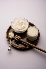 Homemade white Butter or Makhan/Makkhan in Hindi, served in a bowl. selective focus