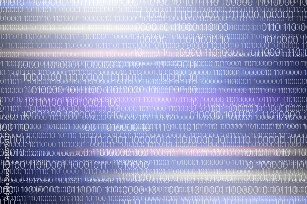 Poster Blue screen computer binary code.