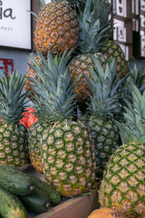 Fresh Pineapples in Street Market
