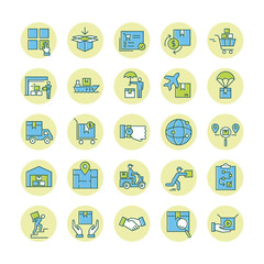 Fast delivery logistic icons big set in flat style.