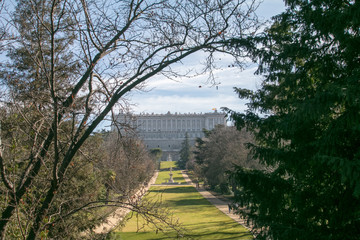 Royal Palace from Campo del Moro Park in Madrid, Spain