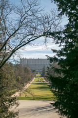 Royal Palace from Campo del Moro Park in Madrid, Spain