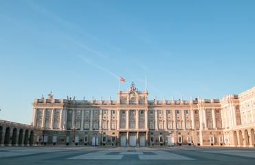 Fototapeta na wymiar Facade of Royal Palace in Madrid, Spain