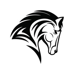 Elegance head horse Silhouette Design logo Icon - Vector