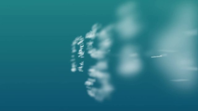 Light blue background with different words, which deal with design. Close up. Copy space. 3D. Animatiom. 4K.