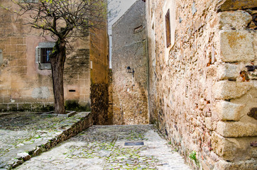 Alley in the city of Caceres. Extremadura Spain
