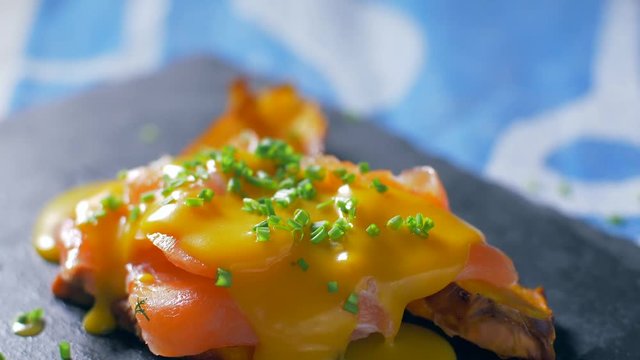 Decorating a salmon and orange suce dish