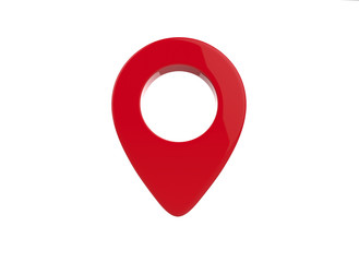 Red color GPS icon 3d render image