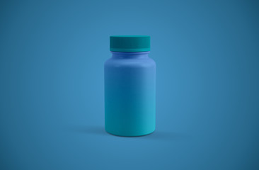Modern Vitamin or supplement capsules gradient plastic bottle front view 3d render