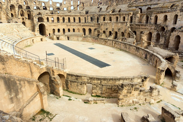Amphitheater of El Jem in Djem, Tunisia.
