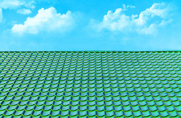 Fototapeta premium Metal roof of the profile against the sky