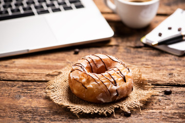 Donuts on working desk