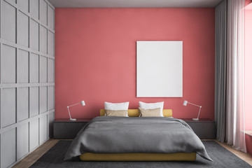 Fototapeta na wymiar Modern design bedroom interior. Mock up poster.