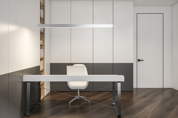 Empty room interior with white desk