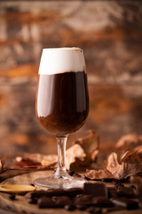 Irish coffee on wooden table