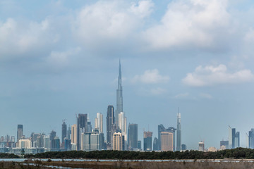 Obraz premium Dubai City Skyline, Residential and Business Skyscrapers in Downtown, Dubai, UAE