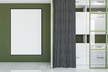 Empty room interior with white wall poster