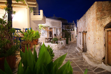 Traditional night view of a street in the historic center