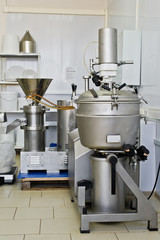 Industrial equipment for the production of food, mixer of liquids in stainless steel. Big shaker