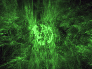 Scientific abstract green 3d illustration. Flows of energy.