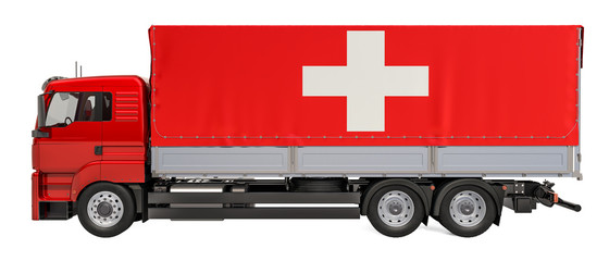 Cargo Delivery in Switzerland concept, 3D rendering