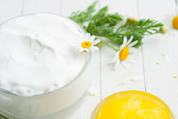 Calendula cream and white moisturizer