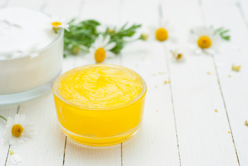 Calendula cream and white moisturizer