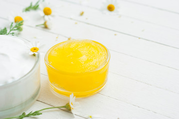 Calendula cream and white moisturizer