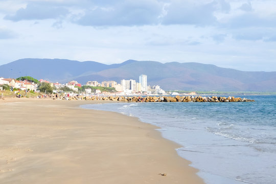 Follonica, Italy. Empty beach in September.