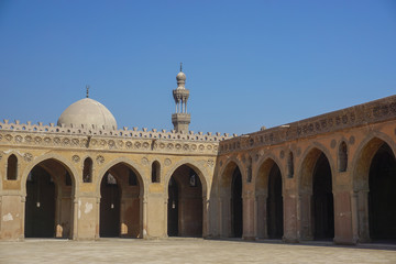 Fototapeta premium Cairo, Egypt: Courtyard of the Mosque of Ibn Tulun (879 AD) -- the oldest in Cairo surviving in its original form and the largest in land area.