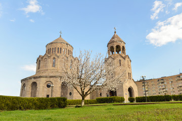 Fototapeta na wymiar The Holy Trinity Church in spring,Yerevan