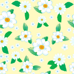 Flowers with leaves in vector, pattern from white color, floral wallpaper