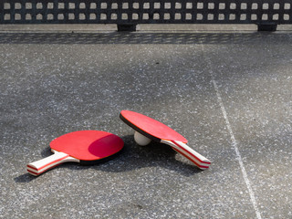 Two table tennis rackets.