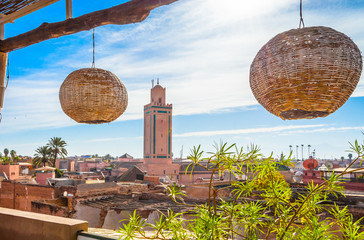 Panoramic view of Marrakesh and old medina, Morocco
