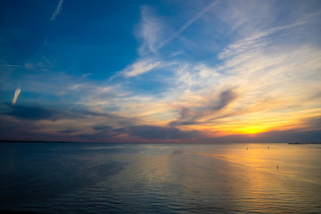 Naklejka na ściany i meble Beautiful sunset over the Baltic Sea in Denmark.