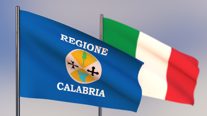 Calabria 3D flag waving in wind.