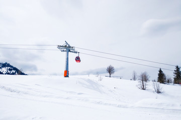 Fototapeta na wymiar ski resort Goderdzi, Georgia. mountains are covered with snow. - Image