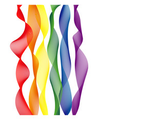 Rainbow ribbons - LGBT community and movement of sexual minorities, lesbian, gay, bisexual and transgender.