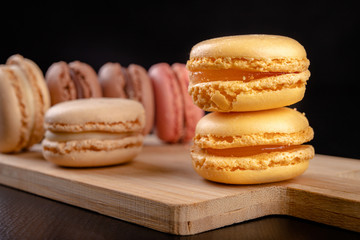 Tasty cookies on the kitchen table. Sweet dessert prepared to eat.