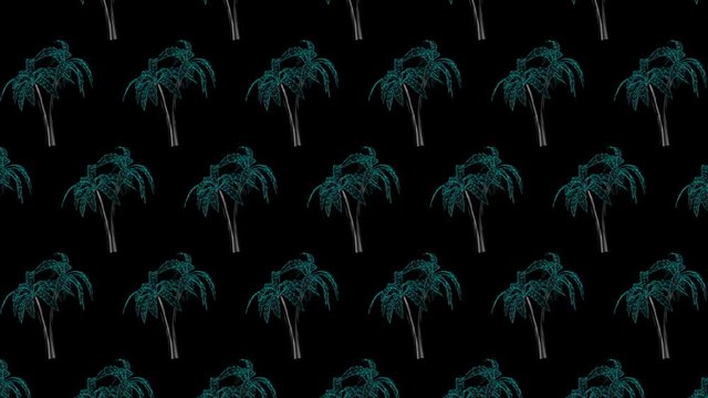 Gif animation art.  3d black palm pattern beach party art