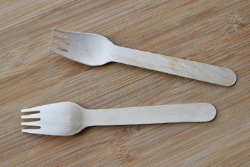Disposable wooden forks