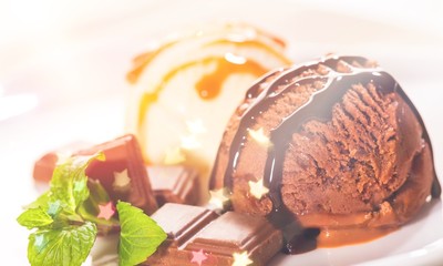 Vanilla and Chocolate Ice Cream Scoops