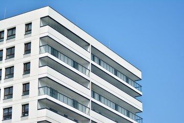 Fototapeta premium Modern european complex of apartment buildings. Fragment of a modern residential apartment building.