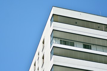 Modern european complex of apartment buildings. Fragment of a modern residential apartment building.