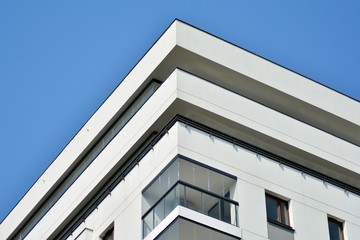 Modern european complex of apartment buildings. Fragment of a modern residential apartment building.