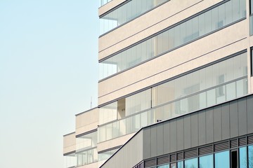 Modern european complex of apartment buildings. Fragment of a modern residential apartment building.