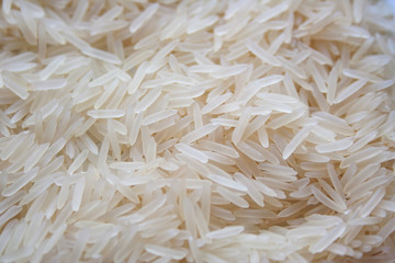 Raw basmati rice texture close up