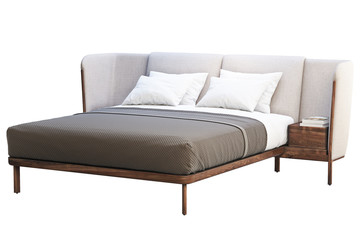 Fototapeta na wymiar Luxury king size bed with bedside tables. 3d render